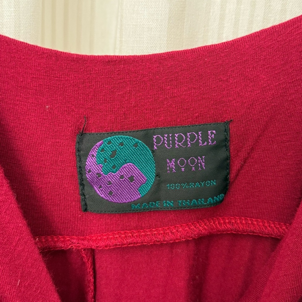 Purple Moon Wine Red Burgundy V-Neck A Line Midi Dress - Picture 5 of 5